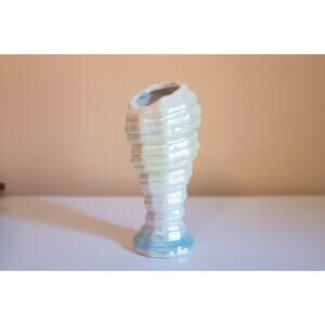 Vintage Iridescent Shell Vase – Mermaid Coastal Decor